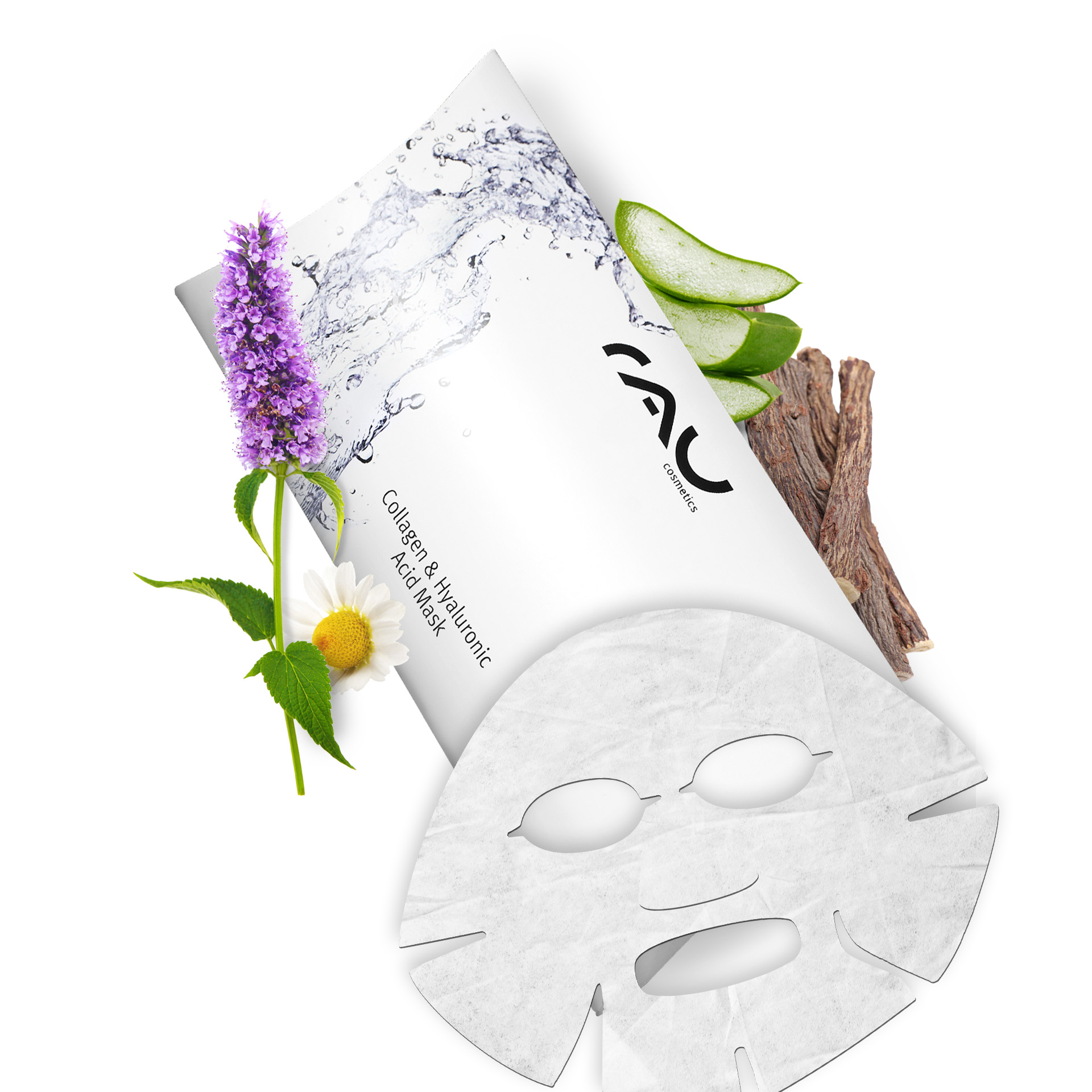 Маска-флизелин с коллагеном и гиалуроновой кислотой - 10 шт. Kräuterig, Kräuter, Pflanze, Blume, Werbung