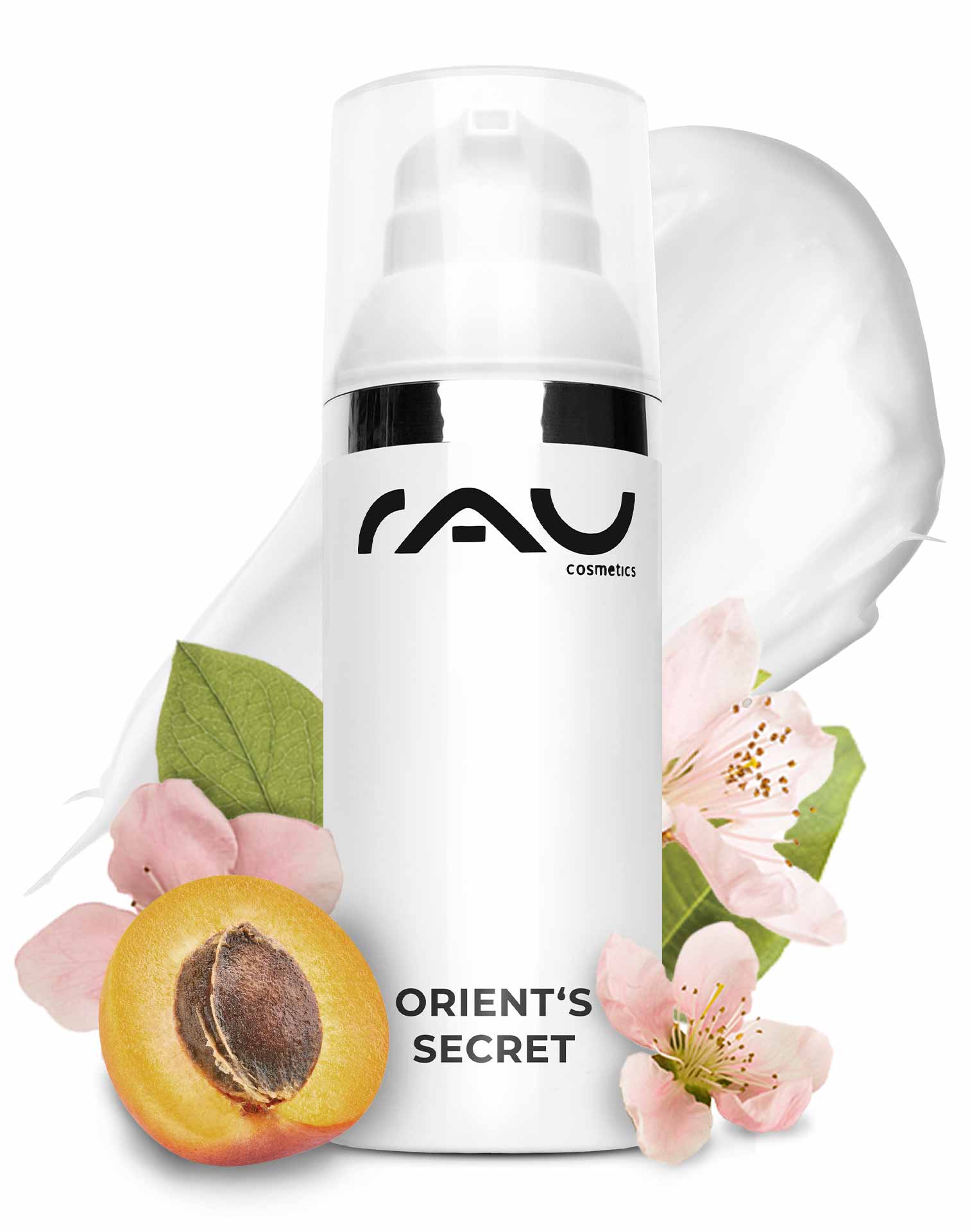 Orient's Secret 50 мл с пудрой амнетиста RAU Cosmetics Orient's Secret Gesichtscremeflasche mit floralen Elementen und Pfirsich, fördert die Hautelastizität und Feuchtigkeitsversorgung für alle Hauttypen.